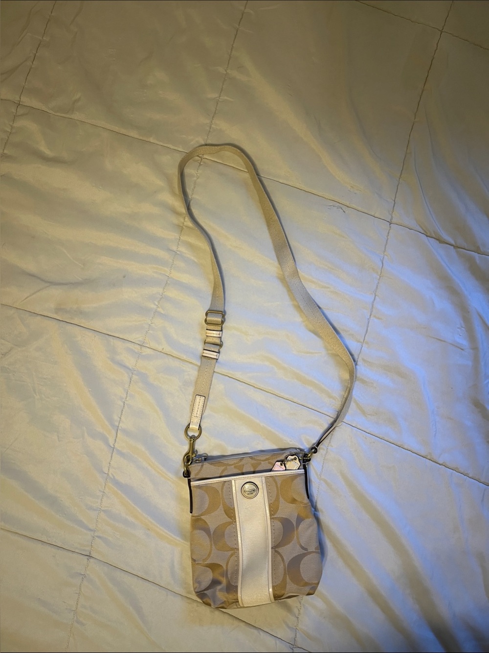 Coach Khaki and Chalk Signature Crossbody Bag